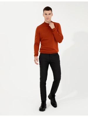 Pierre Cardin Erkek Siyah Slim Fit Keten Karışımlı Kanvas Pantolon 50259760-VR046