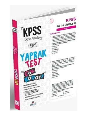 Lider Yayınları 2023 KPSS Eğitim Bilimleri Yaprak Test Çek Kopart Lider Yayınları
