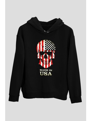 Tişört Fabrikası Abd Baskılı Unisex Siyah Hoodie