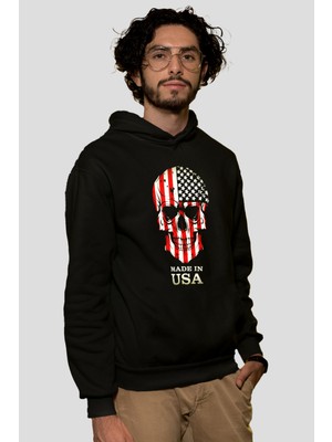 Tişört Fabrikası Abd Baskılı Unisex Siyah Hoodie