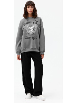 Açelya Okcu AÇELYAOKCU Kadın Yüksek Bel Wed Leg Palazzo Dokuma Pantolon Desenli Günlük Stil