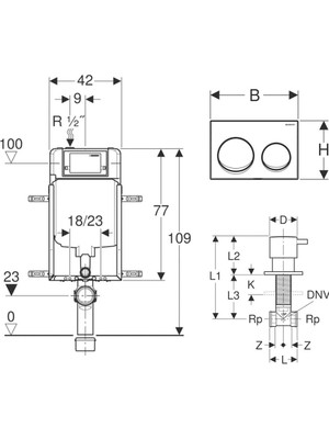 Geberit Alpha 8 cm Kombifix Gömme Rezervuar Seti (Mat Krom Panel)