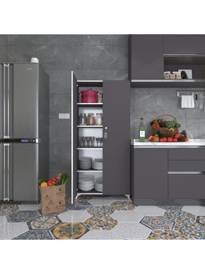 Kenzlife 2 kapılı dolap çilem 188*090*032 gri kilitli ayaklı banyo mutfak ofis kitaplık ayakkabılık kiler