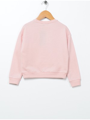 Limon Baskili Kız Çocuk Pembe Sweatshirt Cal Girl