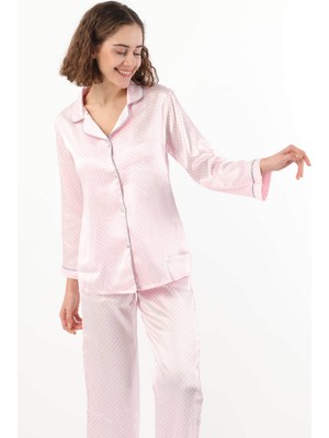 Nilay Kadın Puantiyeli Pijama Takımı  Pembe