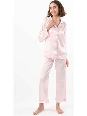 Nilay Kadın Puantiyeli Pijama Takımı  Pembe