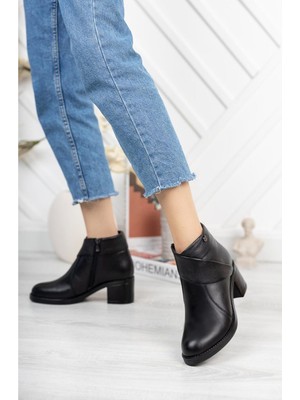 Kafkaslar Kısa Boy  Deri Günlük Klasik Model  Kadın Topuklu Bot