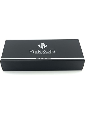Pierroni Gri Lacivert Çizgili Slim Kravat