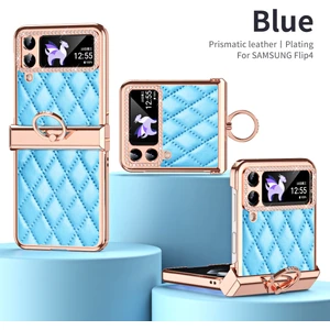 For Samsung Galaxy Z Flip 4 Yüzük Menteşe Elmas Kafes Cep Telefonu Kılıfları (Yurt Dışından)