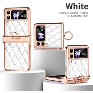 For Samsung Galaxy Z Flip 4 Yüzük Menteşe Elmas Kafes Cep Telefonu Kılıfları (Yurt Dışından)