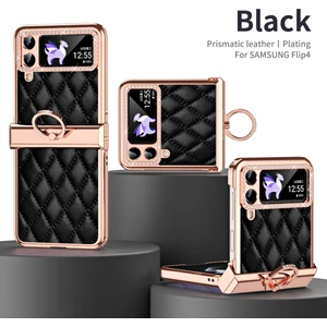 For Samsung Galaxy Z Flip 4 Yüzük Menteşe Elmas Kafes Cep Telefonu Kılıfları (Yurt Dışından)