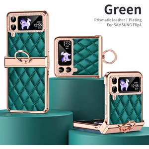 For Samsung Galaxy Z Flip 4 Yüzük Menteşe Elmas Kafes Cep Telefonu Kılıfları (Yurt Dışından)