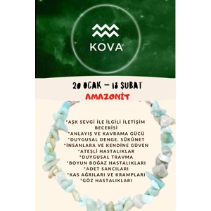 Gümüştel El Sanatları Burç Taşı Kova Burcu Amazonit Taşı Bileklik