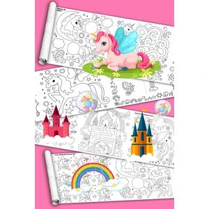 Unicorn Magic - Tek Boynuzlu At - Dev Boyama Kağıdı - Boyama Rulosu - Büyük Boy 5 Metre Uzunluk - Mesut Oymak