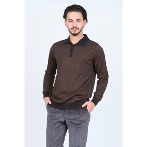 Ateş Triko Erkek Polo Yaka Yün Kazak 6091903 Kahverengi