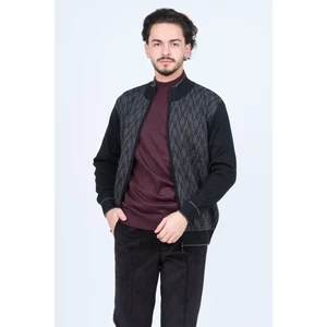 Ateş Triko Erkek Desenli Yün Hırka 6092541 Siyah