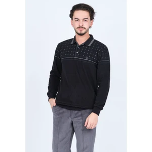 Rey Polo Erkek Desenli Polo Yaka Triko Sweat 6741254 Siyah