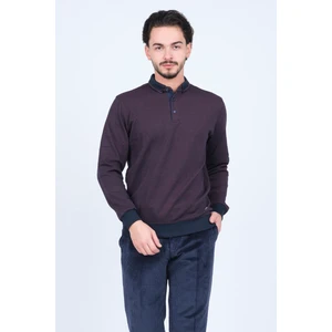 Erkek Desenli Polo Yaka Triko Sweat 6782254 Bordo