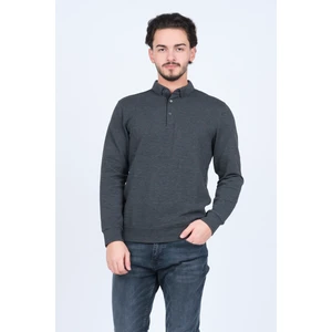 Erkek Desenli Polo Yaka Triko Sweat 6782258 Siyah