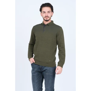 Erkek Desenli Polo Yaka Triko Sweat 6782258 Haki