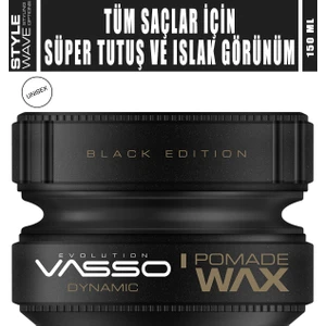 24 Saat Süper Tutuş Ve Etkili Islak Görünüm Kazandıran Wax - Vasso Dynamic Pomade Wax 150 ml 8699216347645