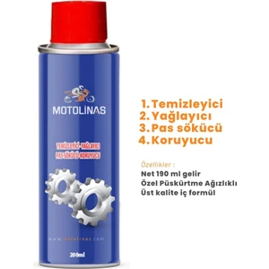 Genel Temizleyici, Yağlayıcı, Pas Sökücü, Koruyucu 200 ml Sprey