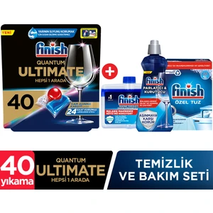 Quantum Ultimate 40 Kapsül  Bulaşık Makinesi Deterjanı Tableti + Temizlik ve Bakım Seti