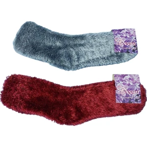 Kışlık 2 Çift Bir Arada Hediyelik-Giymelik Tüylü Dikişsiz Burunlu Rahat Şık Peluş Kadın Ev-Parti Çorabı