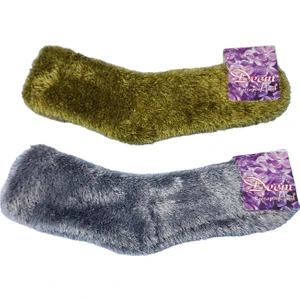 Kışlık 2 Çift Bir Arada Hediyelik-Giymelik Tüylü Dikişsiz Burunlu Rahat Şık Peluş Kadın Ev-Parti Çorabı