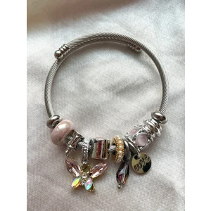 Vera Jewellery Pembe Mini Kelebek Kristal Çelik