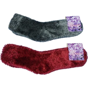 Kışlık 2 Çift Bir Arada Hediyelik-Giymelik Tüylü Dikişsiz Burunlu Rahat Şık Peluş Kadın Ev-Parti Çorabı
