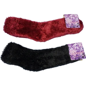 Kışlık 2 Çift Bir Arada Hediyelik-Giymelik Tüylü Dikişsiz Burunlu Rahat Şık Peluş Kadın Ev-Parti Çorabı