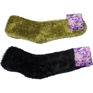 Kışlık 2 Çift Bir Arada Hediyelik-Giymelik Tüylü Dikişsiz Burunlu Rahat Şık Peluş Kadın Ev-Parti Çorabı