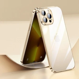 M.TK Moveteck iPhone 14 Pro Max Kılıf Kamera Lens Koruyucu 6.7 Inç Derin Mor Için Ultra Ince Sert Arkası Şeffaf