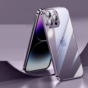 M.TK Moveteck iPhone 14 Pro Kılıf Kamera Lens Koruyucu 6.7 Inç Derin Mor Için Ultra Ince Sert Pc Arkası Şeffaf