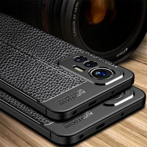 M.TK Moveteck Xiaomi Mi 12 Lite Uyumlu Kılıf Kamera Lens Korumalı Deri Dokulu Silikon Kapak