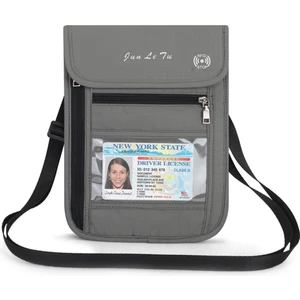 Boyun Askılı Cüzdan, Pasaport Koruyucu Rfid Engellemeli Çanta - Gri (Yurt Dışından)