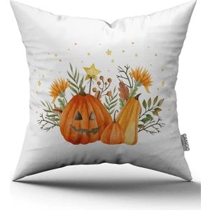 CANGO HOME Turuncu Halloween Balkabağı Desenli Dijital Baskılı Kırlent Kılıfı CGH765