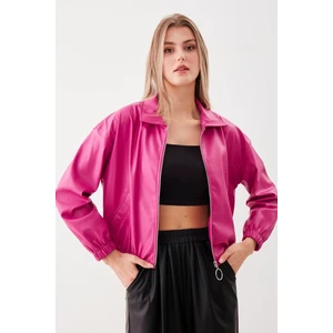 Fermuarlı Bomber Suni Deri Ceket