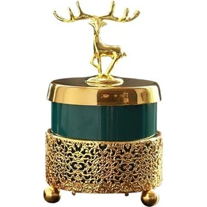 Küllük Kapaklı Dekorasyon Oturma Odası Elk Altın Çerçeve Emerald Erkek Arkadaşı Için Seramik Ashtray Hediye | Küllükler (Yurt Dışından)