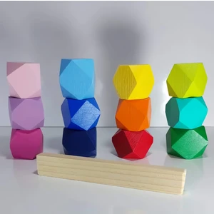 Erc Wood Blocks Ahşap Denge Blokları Montessori Waldorf Eğitimi 12'li Set