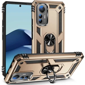 Xiaomi Mi 12 Lite Kılıf Vega Sert Silikon Tank Standlı Yüzüklü Mıknatıslı Gold