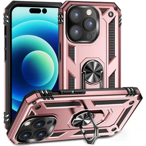 Apple iPhone 14 Pro Max Kılıf Vega Sert Silikon Tank Standlı Yüzüklü Mıknatıslı+Nano Bronz