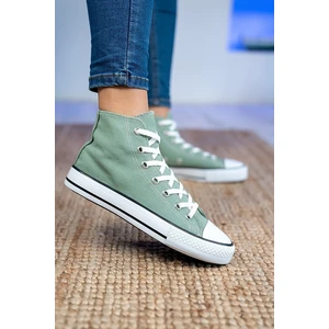 Unisex Bilekli Günlük Yeşil Keten Kadın Erkek Spor Sneaker Ayakkabı