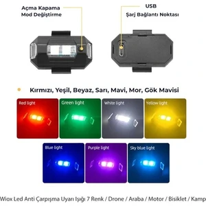 2 Ad. 7 Renk Araba Bisiklet Motosiklet Için Sinyal LED Çakar Drone Çakarlı Anti-Çarpışma Uyarı Işığı
