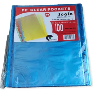 Şeffaf Renkli Ince Poşet Dosya  A4 100'LÜ Paket