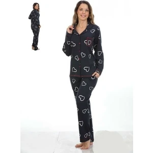 98248 Kadın Battal Kışlık Önden Düğmeli Pijama Takımı