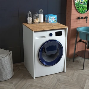 Banos Banyo Roomart Çamaşır Makinesi Kapaksız Banyo Dolabı Mat Beyaz-Atlantik