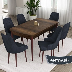 Concept Eta Serisi 80 x 132 cm Mdf Açılabilir Masa Takımı Barok Ahşap Desen Masa 6 Sandalye