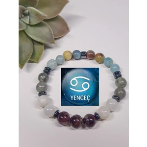 Zeren Design Unisex Gerçek Doğal Taş Yengeç Burcu Bilekliği
